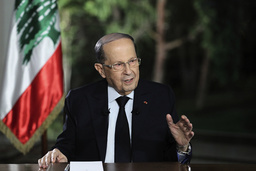 Libanons president Michel Aoun under tisdagens tv-intervju.