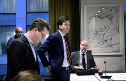 Östra Göinges kommunalråd Patric Åberg på Justitiedepartementet i Stockholm under tisdagens möte.