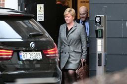 Norges avgående finansminister, FRP-ledaren Siv Jensen.