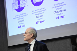 Riksbankschef Stefan Ingves visar på alla åtgärder som satts in under krisen.