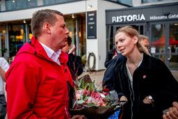 Tobias Baudin och SSU:s förbundsordförande Lisa Nåbo under Socialdemokraternas kongress i Göteborg. Arkivbild.