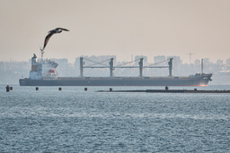 Ett av de fartyg som lämnade den ukrainska hamnen i Odessa under fredagen.