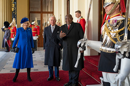South African President Cyril Ramaphosa along with King Charles III of Great Britain and his wife Camilla on their way to Buckingham Palace.