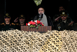 Irans president Ebrahim Raisi. Bilden är tagen vid ett tal i onsdags.