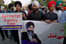 Sikher i Lahore i Pakistan, på en protest mot mordet på sikhledaren Hardeep Singh Nijjar. Bild från september 2023.
