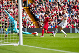 Mohamed Salah gjorde ett av målen på Anfield.