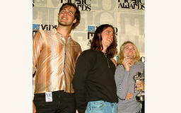Krist Novoselic, Dave Grohl och Kurt Cobain i Nirvana 1993, samma år som de spelade in In Utero', producerad av Steve Albini.