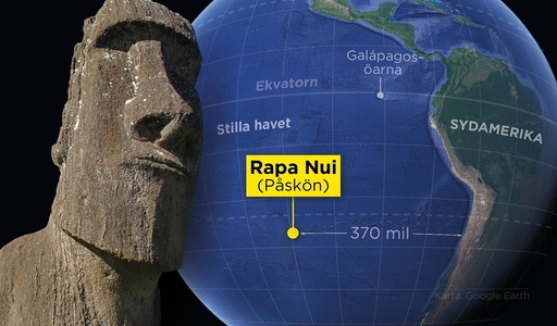 Rapa Nui med sina berömda stenstatyer ligger i Stilla havet ca 370 mil från Chiles kust.