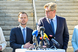 Sveriges justitieminister Gunnar Strömmer (M) och Danmarks justitieminister Peter Hummelgaard Thomsen.