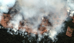 Satellitbilden, tagen på onsdagen, visar vapendepån i Toropets efter den ukrainska drönarattacken tidigare i veckan.