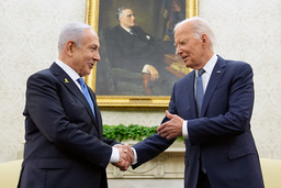 President Joe Biden och premiärminister Benjamin Netanyahu i Vita huset i juli.