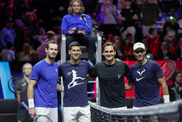 Andy Murray, Novak Djokovic, Roger Federer och Rafael Nadal år 2022. Arkivbild.