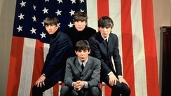 The Beatles inför sin första USA-resa 1964. Arkivbild.