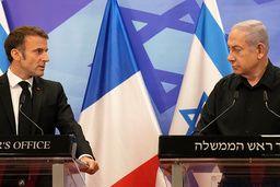 Frankrikes president Emmanuel Macron och Israels premiärminister Benjamin Netanyahu har hamnat i öppet bråk. Arkivbild.