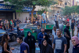 Oroligheter på Hamra street i Beirut under måndagen.