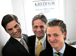 Victor Jacobsson, Sebastian Siemiatkowski och Niklas Adalberth, grundare av bolaget Kreditor som senare blev Klarna. Arkivbild.