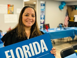 Entreprenören Veronica Miranda i Florida är egentligen republikan men i år röstar hon på Demokraternas Kamala Harris.