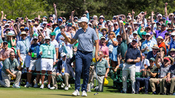 Ludvig Åberg på Augusta National sista dagen av US Masters.