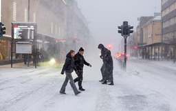 Snö och blåst i Luleå.