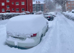 Snö i Uppsala på torsdagsmorgonen.