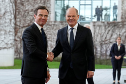 Statsminister Ulf Kristersson besökte på fredagen tyske förbundskanslern Olaf Scholz.