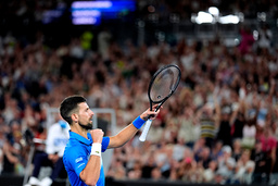 Novak Djokovic vägrade ställa upp på en matchintervju under Australian Open. Bild från söndagens match.