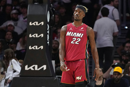 Jimmy Butler har ingen strålande relation med sitt lag Miami Heat för tillfället. Arkivbild.