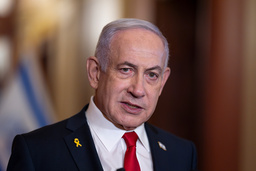 Israels premiärminister Benjamin Netanyahu i USA:s kongressbyggnad Kapitolium i Washington under fredagen.