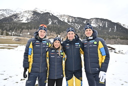 Sveriges mixedstafettlag i VM: Sebastian Samuelsson, Annas Magnusson, Hanna Öberg och Martin Ponsiluoma.