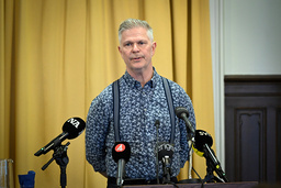 Göran Lunander, vd för Futurum fastigheter som förvaltar Campus Risbergska, under en pressträff på onsdagen.