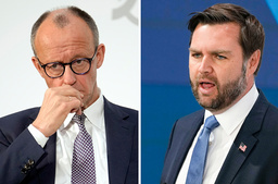 Friedrich Merz, ledare för tyska Kristdemokraterna (CDU) och JD Vance, USA:s vicepresident.