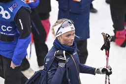 Frida Karlsson efter fjärdeplatsen i damernas VM-skiathlon under söndagen.