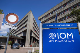 FN:s migrationsorgans högkvarter i schweiziska Genève. Bild från i fjol.