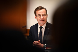 Ulf Kristersson (M), statsminister och partiledare under EU-nämndens öppna sammanträde.