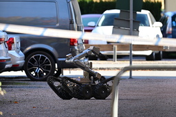 Polisens bombrobot användes vid insatsen i centrala Uppsala. 