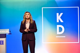 Kristdemokraternas partiledare Ebba Busch inledde partiets riksting i Linköping med sitt tal på fredagen.