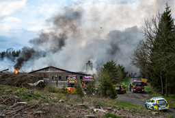 Närmare 50 000 höns brann inne vid en kraftig brand i ett hönseri.